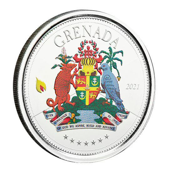 Grenada: Stemma colorato 1 oncia d'argento 2021
