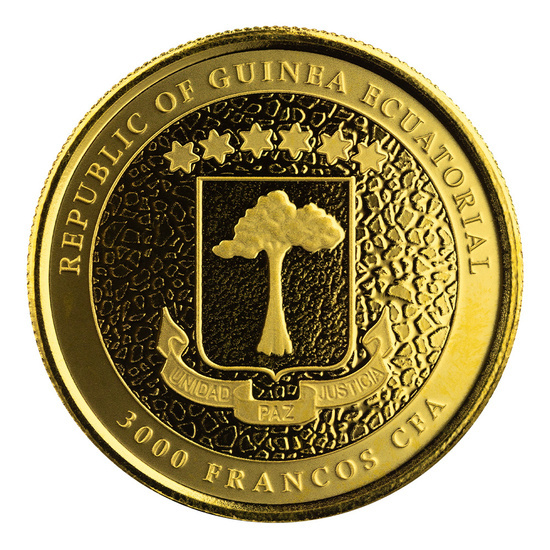 Rovníková Guinea: Žirafa 1 unce zlata 2021 Proof