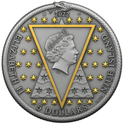 Niue: Gli alchimisti - Dr. J. Dee “Ars Speculum” $5 Argento 2022 Finitura anticata