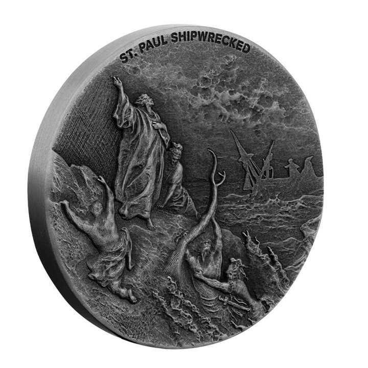 Niue: Biblické - St Paul Shipwrecked 2 unce stříbra 2021 Proof Antiqued Coin