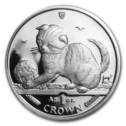 Isle of man cat series: Scottish Fold Cat 1 oz Silver 2000 Proof