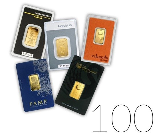 10 gramů zlatá slitka BALÍČEK 100 KS