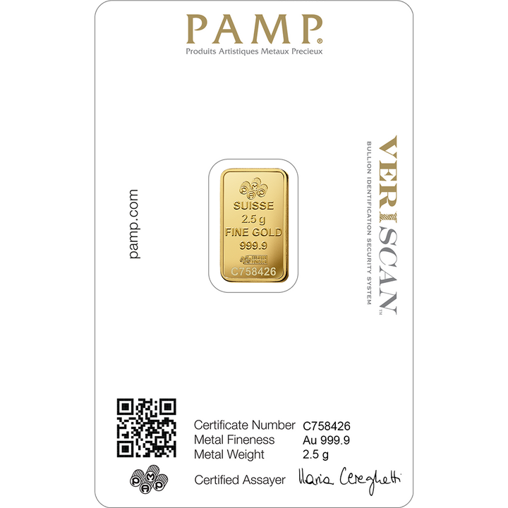 PAMP Lady Fortuna Veriscan 2.5 g Gold Bar