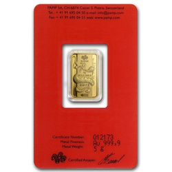 Sztabka Pamp - Lunar Rok Smoka 5 gramów Złota LBMA GD Refiner