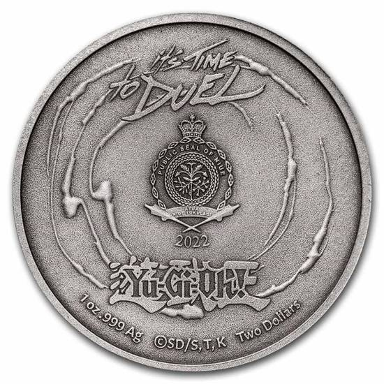 Niue: Yu-Gi-Oh! - 25. výročí 1 unce stříbra 2022 Antiqued Coin