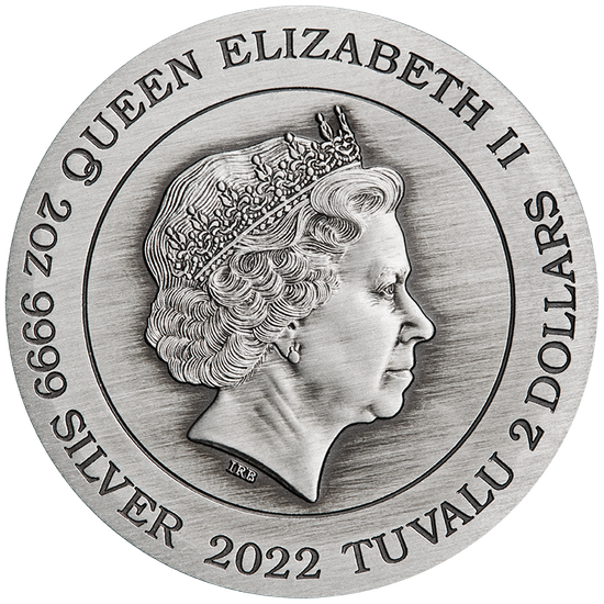 Tuvalu: Tigre Blanco coloreado 2 oz Plata 2022 Moneda Antigua