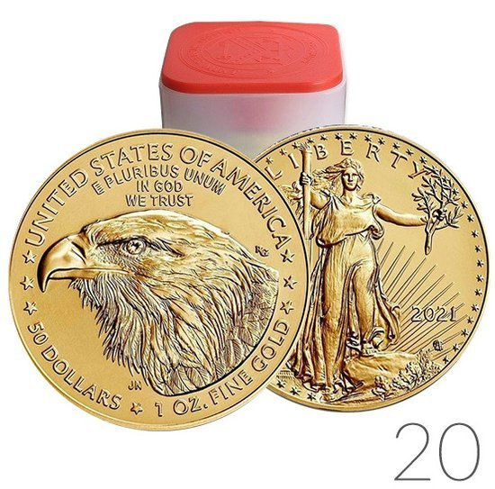American Eagle 1 Onza de Oro 2021 Tipo 2 Paquete de 20 Piezas