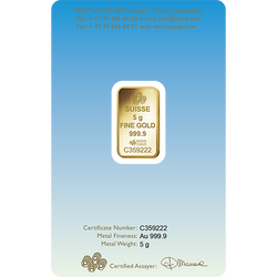 5 gramos Lingote de Oro Pamp Suisse Christianity