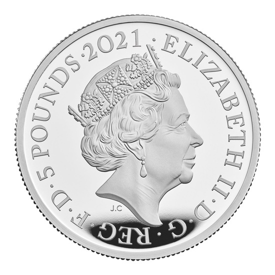 The Gothic Crown Quartered Arms 2 oz Plata 2021 Proof