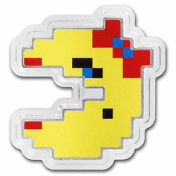 Niue: Ms.PAC-MAN coloured 1 oz Silber 2022 Proof Shaped Coin 