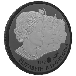 Canada: Cifra reale della regina Elisabetta II $20 Argento 2022 Rodio nero opaco Proof