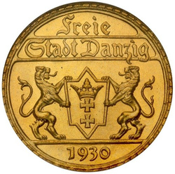 Svobodné město Gdaňsk 25 guldenů 1930 MS65 NGC