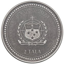 Samoa: Año del Dragón 1 oz Plata 2024 Antiqued Coin