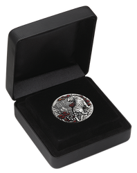 Tuvalu: White Tiger coloured 2oz Silver 2022 Antiqued Coin