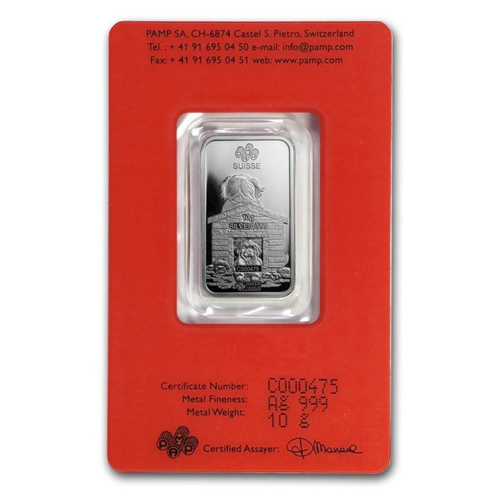 10 grammes Lingot d'argent série Lunar Année du chien