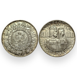 Essai : Mieszko et Dąbrówka 100 zlotys Argent 1966 (état 1 / 1- )