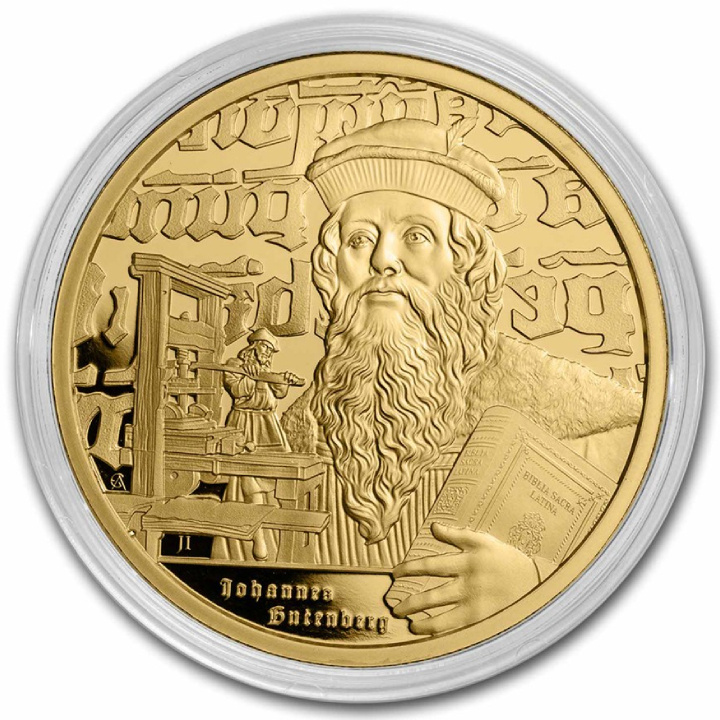 Niue: Icons of Inspiration - Johannes Gutenberg 1 oncia d'oro 2024
