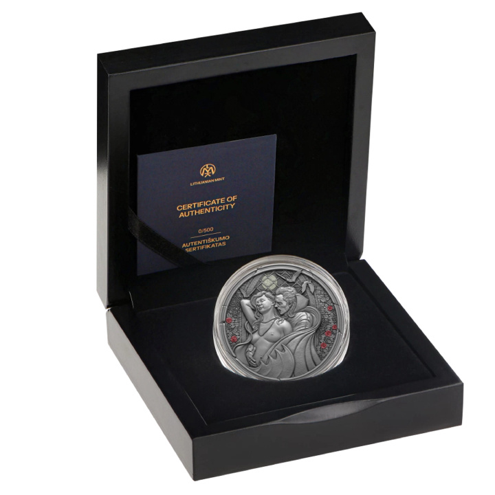 Kamerun: Éjféli csábítás színes 2000 CFA frank ezüst 2024 magas dombornyomású antik érmék