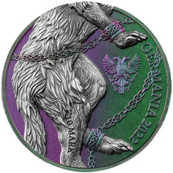 Germania: Bestias - Fenrir coloreado 2 onzas Plata 2022 Ultra Alto Relieve