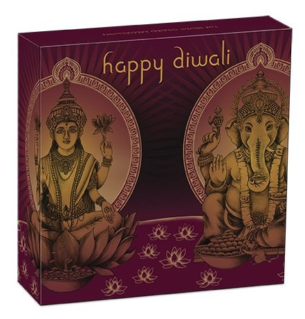 Medailon Diwali pozlacený 1 unce stříbra 2022