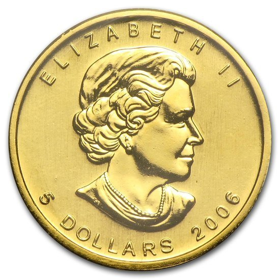 Moneta d'oro Foglia d'Acero canadese 1/10 oncia d'oro 2006