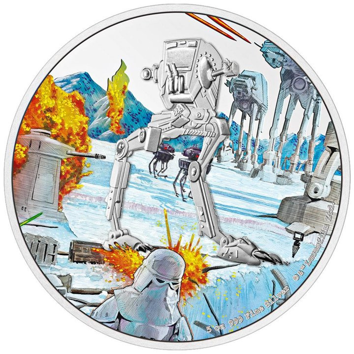 Niue: Star Wars - AT-ST Walker colorato 5 once d'argento 2022 Proof