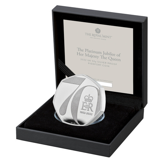 The Platinum Jubilee of Her Majesty The Queen Silber 50p 2022 Proof Piedfort Coin