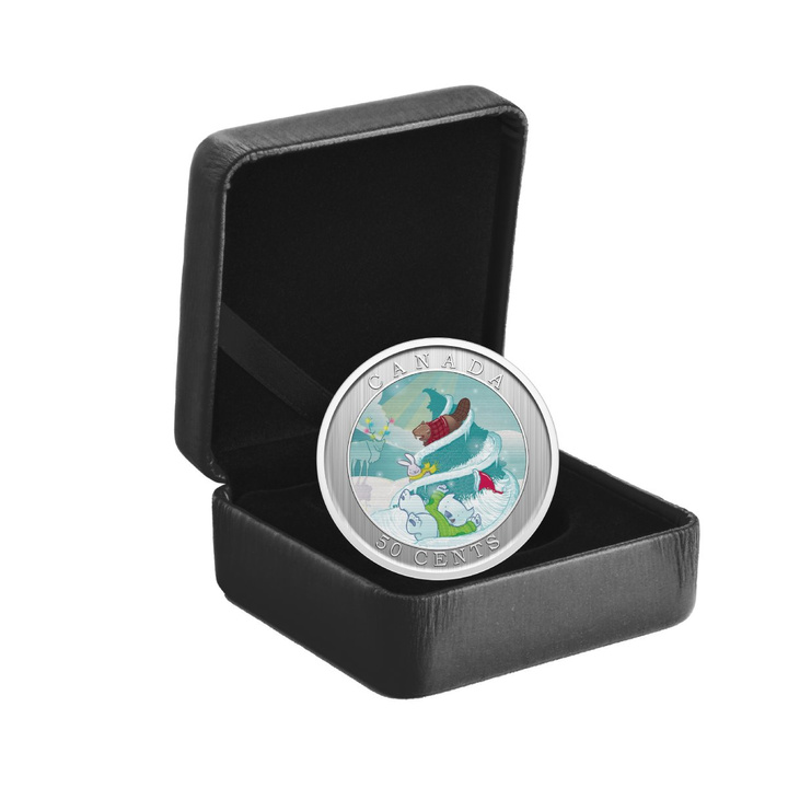 Kanada: Whimsical Holiday Tree kolorovaný 50 centů 2025 Specimen Lenticular Coin