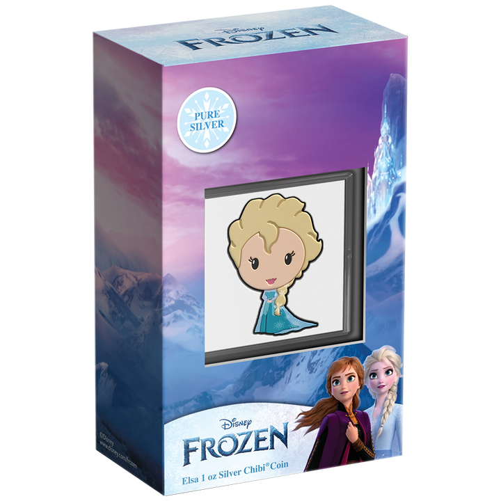 Niue: Disney Jégvarázs – Elza Chibi Coin, színes, 1 uncia ezüst, 2022, tükörveret