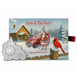 Silver Coin Solomon Islands: Santa & Red Truck colored 1 oz Silver 2026 Reverse Proof