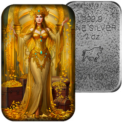 Sztabka Asturmint: The Deadly Seven Sins - Avarice kolorowana 2 uncje Srebra 2024 Antique Finish