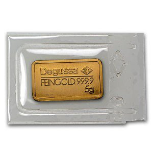 5 gram Goldbarren Degussa