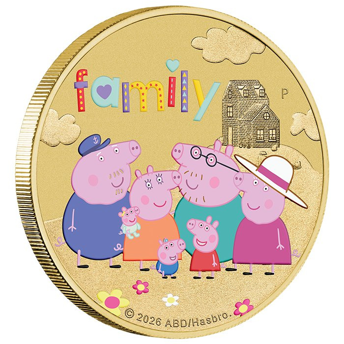 Monnaie en bronze d'aluminium The Perth Mint : Peppa Pig - Family 13,5 g 2026