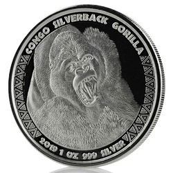 Congo: Goryl srebrnogrzbiety 1 uncja Srebra 2019