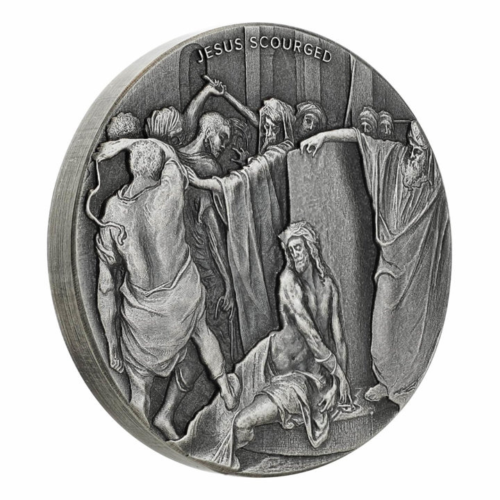 Niue: Biblical - Jesus Scourged 2 uncje Srebra 2018 Proof Antiqued Coin