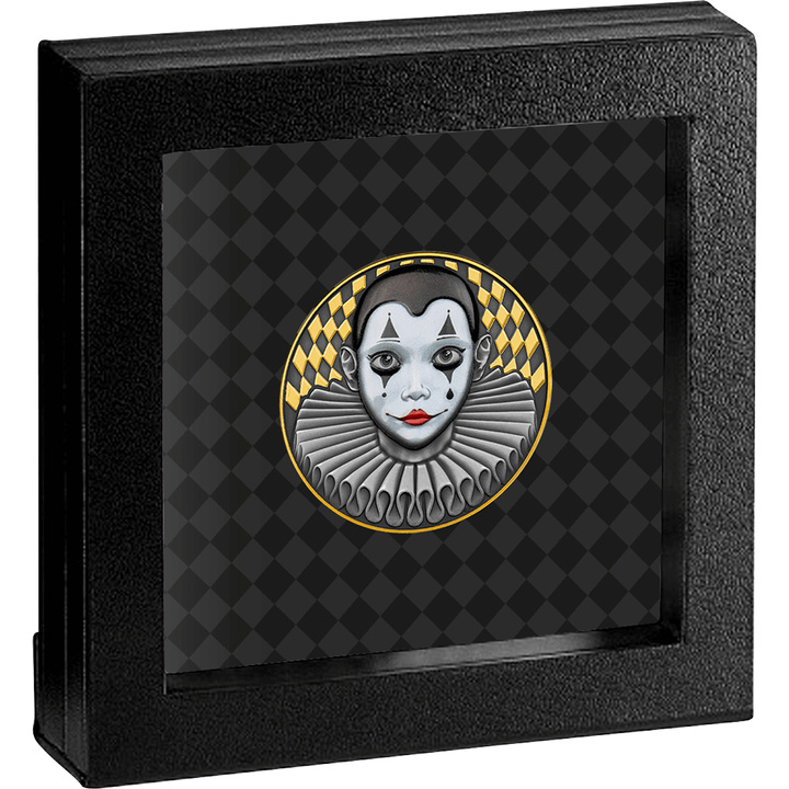 Niue Pierrot aurit 2 oz Argint 2022 Antiqued Coin