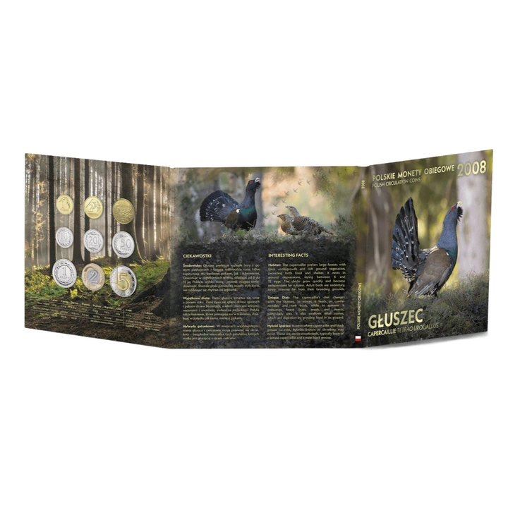 Monede de circulație poloneze „Głuszec” - set de monede 1 gr - 5 zł 2008