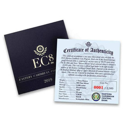 Svatý Kryštof a Nevis: Brown Pelican barevná 1 unce stříbra 2019 Proof