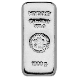 Sztabka Heraeus 1000 gramów Srebra LBMA GD Refiner