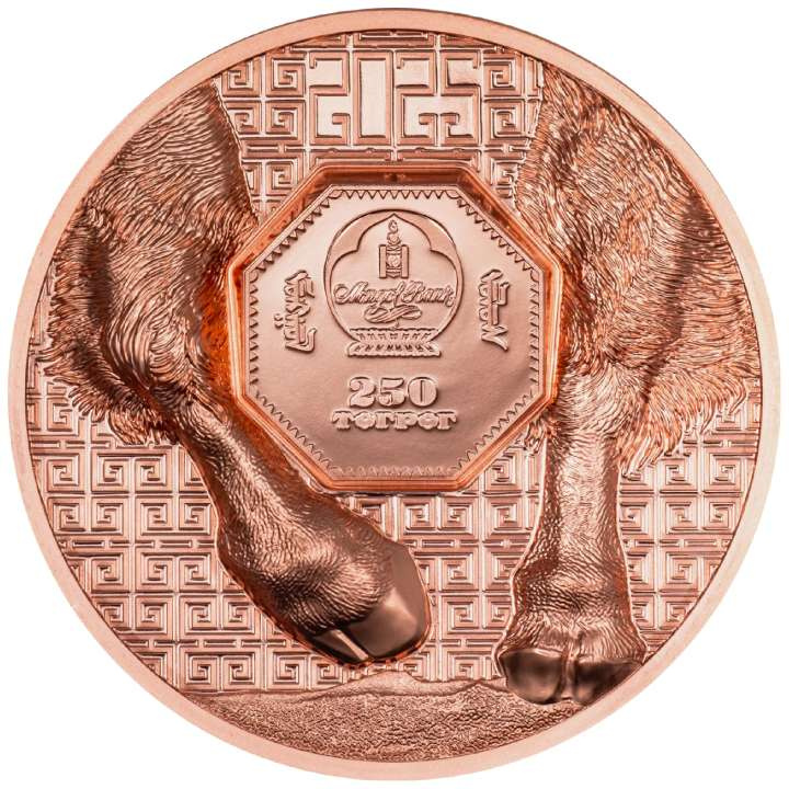 Mongolei: Bison 50 Gramm Kupfer 2025 Prooflike