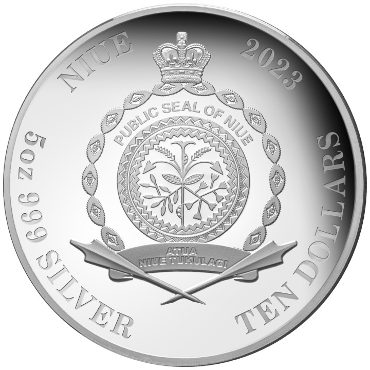 Niue: Ragno australiano a tela a imbuto colorato 5 once d'argento 2023 Proof Ultra High Relief