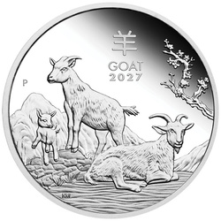 Set of 3 Perth Mint: Lunar III - Year of the Goat Colored/Gold-Plated Silver Coins 3 oz Silver 2027 Proof