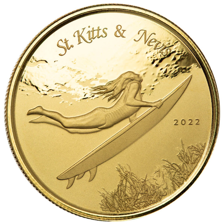 St. Kitts & Nevis: Underwater Surfer 1 uncja Złota 2022