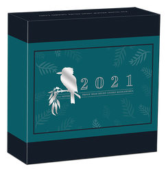 Kookaburra 2 uncia ezüst 2021 Proof magas domborzatú aranybevonatú