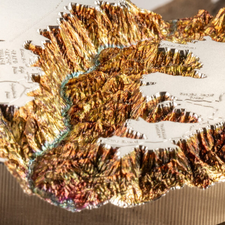 Cook Islands: Topography - Grand Canyon kolorowany 5 uncji Srebra 2023 Proof Ultra High Relief