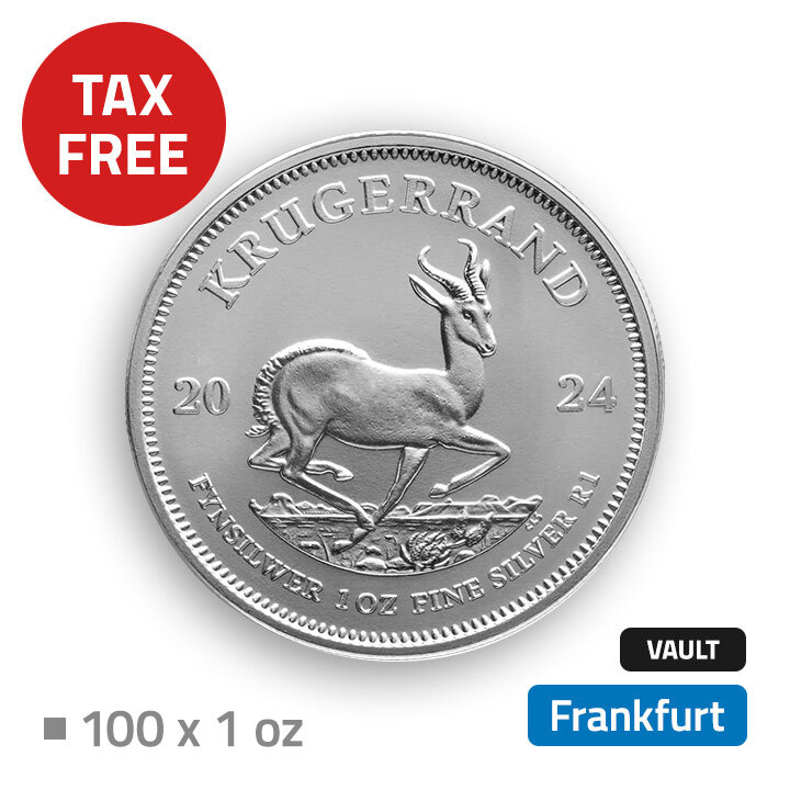 Krugerrand 100 uncji Srebra - przechowywane w bezcłowym magazynie we Frankfurcie (Loomis) 