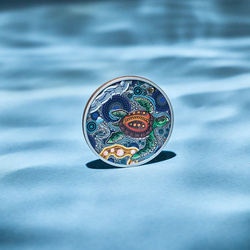 Monedă din argint The Perth Mint: Turtle Yaunati colorată 2 uncii de argint 2026 Antiqued