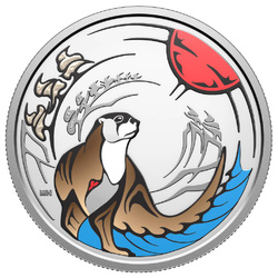 Silbermünze Kanada Clan Animals – Otter koloriert 15 Dollar 2026 Proof