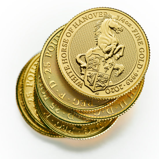 Bestias de la Reina: Caballo Blanco Hannover 1/4 oz Oro 2020