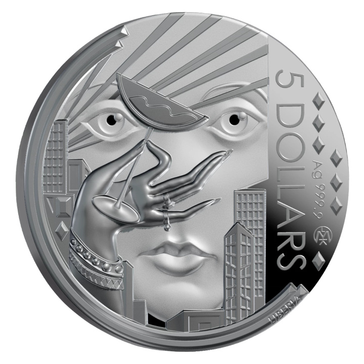 Liberia: Il grande Gatsby $5 Argento 2025 Prooflike